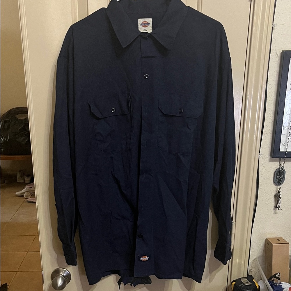 Dickies Dark Blue XL Button-up Work Shirt